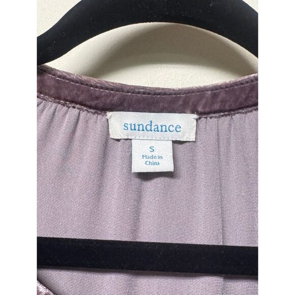 SUNDANCE Velvet Silk Blend V-Neck Button Up Blouse, Purple, Sz S - Picture 7 of 8